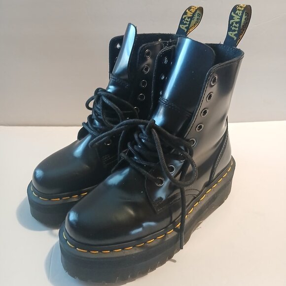 Dr. Martens Shoes - Dr. Martens Jadon Polished Smooth Leather Platform Boots Combat Women Size 5